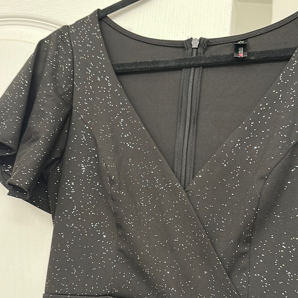 Ever Pretty Black Silver Flutter Sleeve Midi Dress - Picture 6 of 12